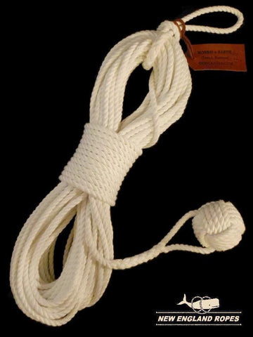 100' coiled heaving line - New England spun dacron rope
