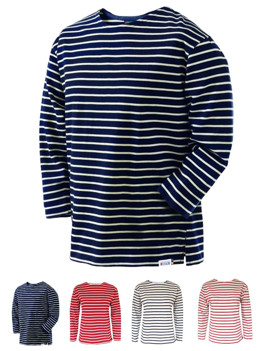 Breton Stripe Long Sleeve T-Shirt, French Sailor Striped Boat Neck Tee
