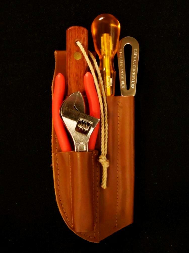 Captain Currey 5-Piece Rigging Knife + Tool Kit with Leather Sheath