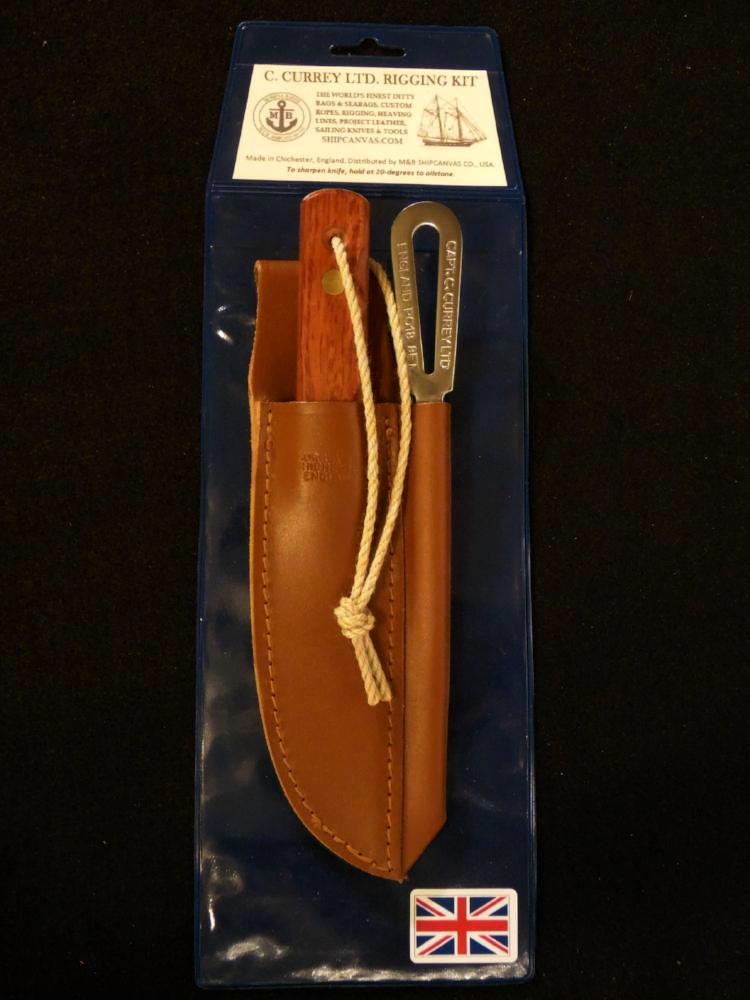 Captain Currey 2-Pc. Rigging Knife Kit w/ Marlinspike + Leather Sheath