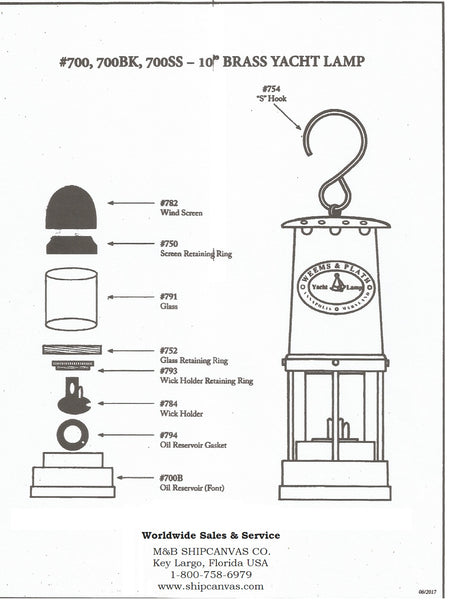 Parts Diagram Weems & Plath Yacht Lamp (700 Series)