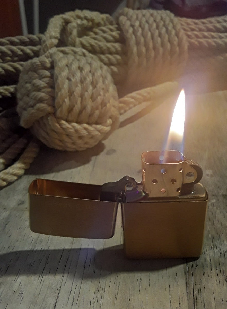 Zippo Antique Sundial Wood Inlay Oxidized Brass Both Sides Etching