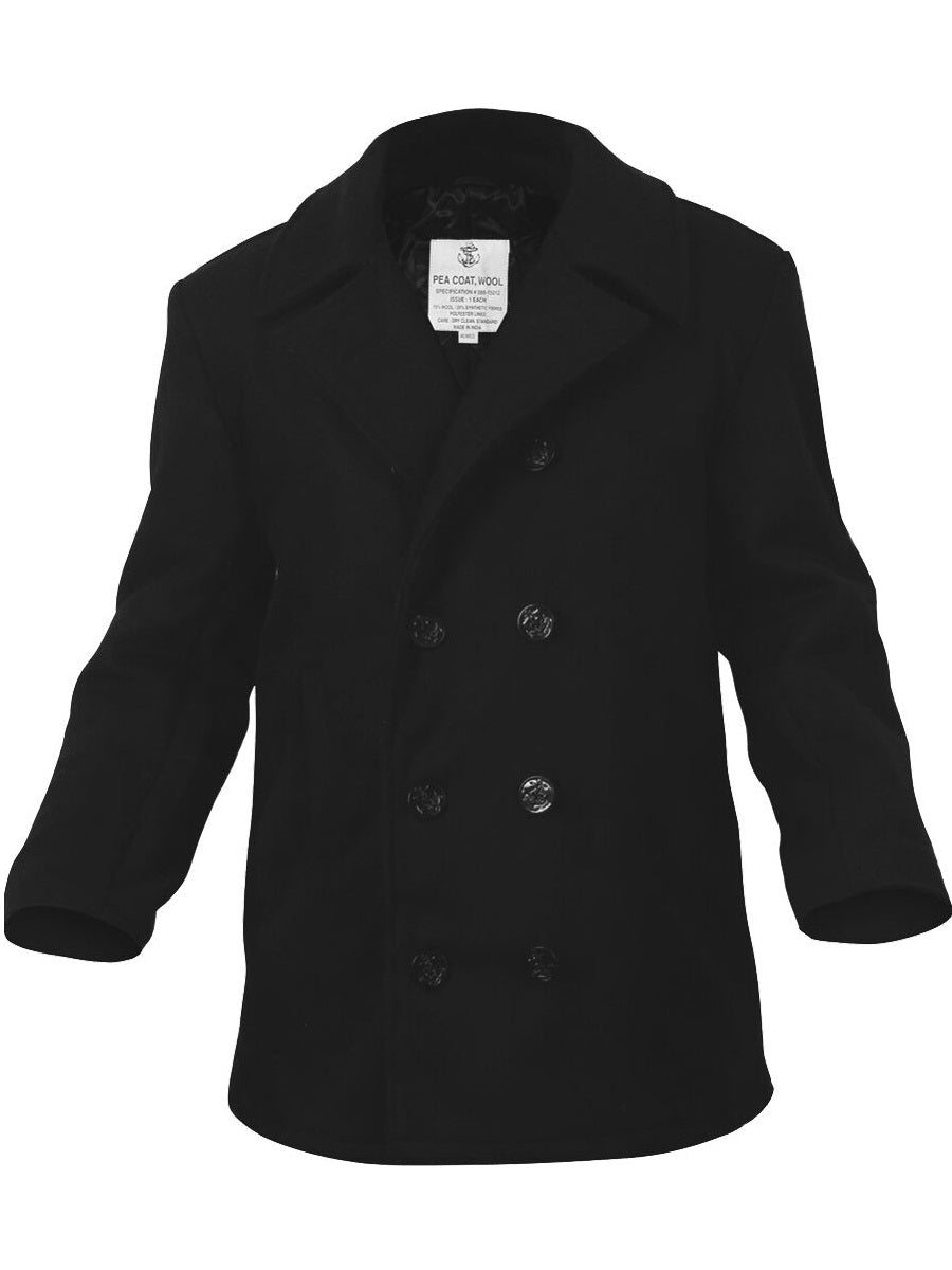 OLD NAVY Mens Black Wool/Polyester Blend Pea Coat Size Regular
